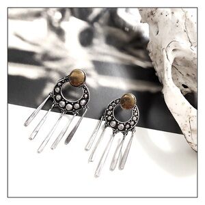 Vintage Sterling Silver Tribal Boho Earrings